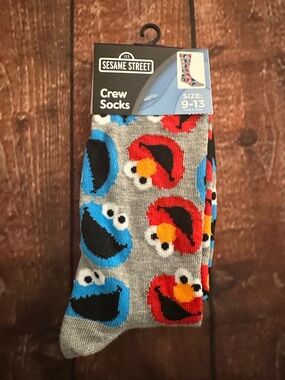 Workshop Republic Clothing Grey Crew Socks with Red & Blue Character Faces